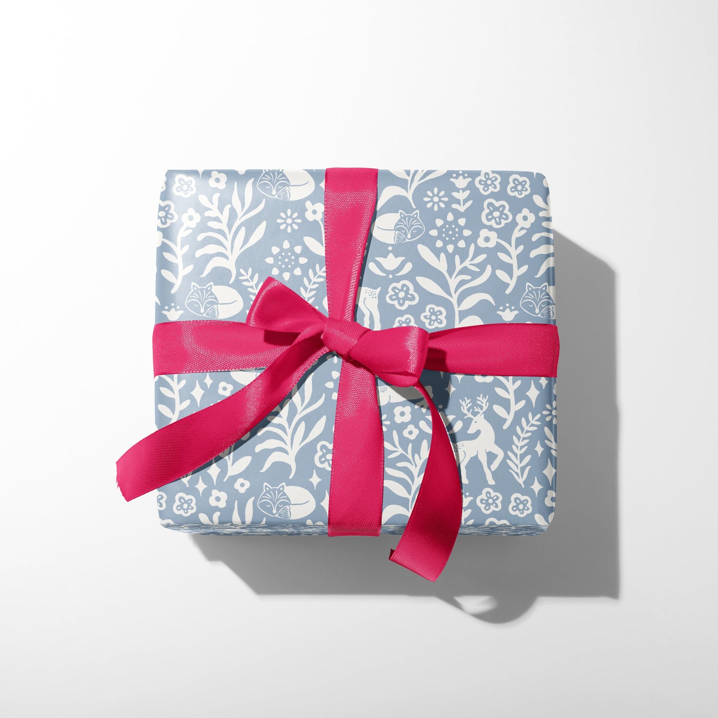 Blue Folk Floral Wrapping Paper