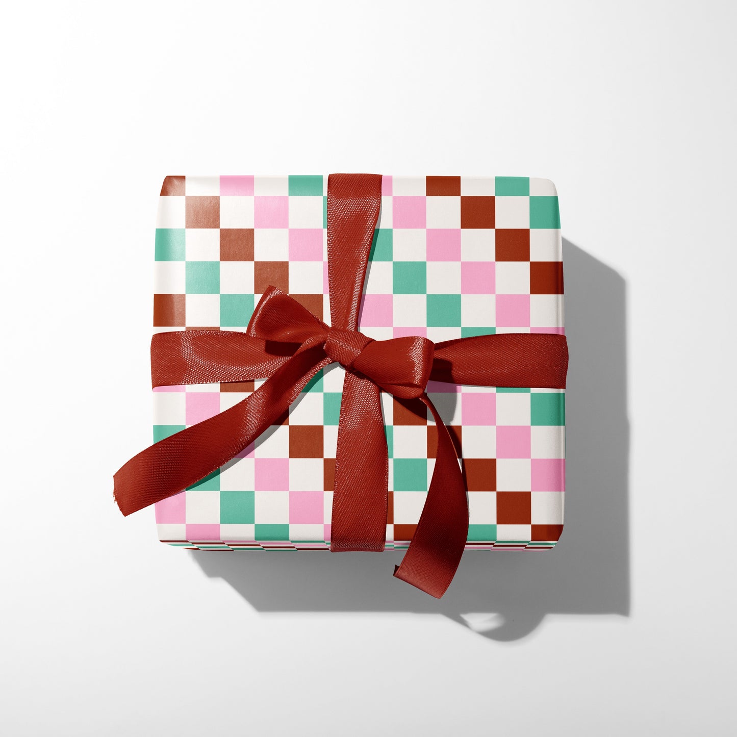 Pink and Mint Checker Wrapping Paper