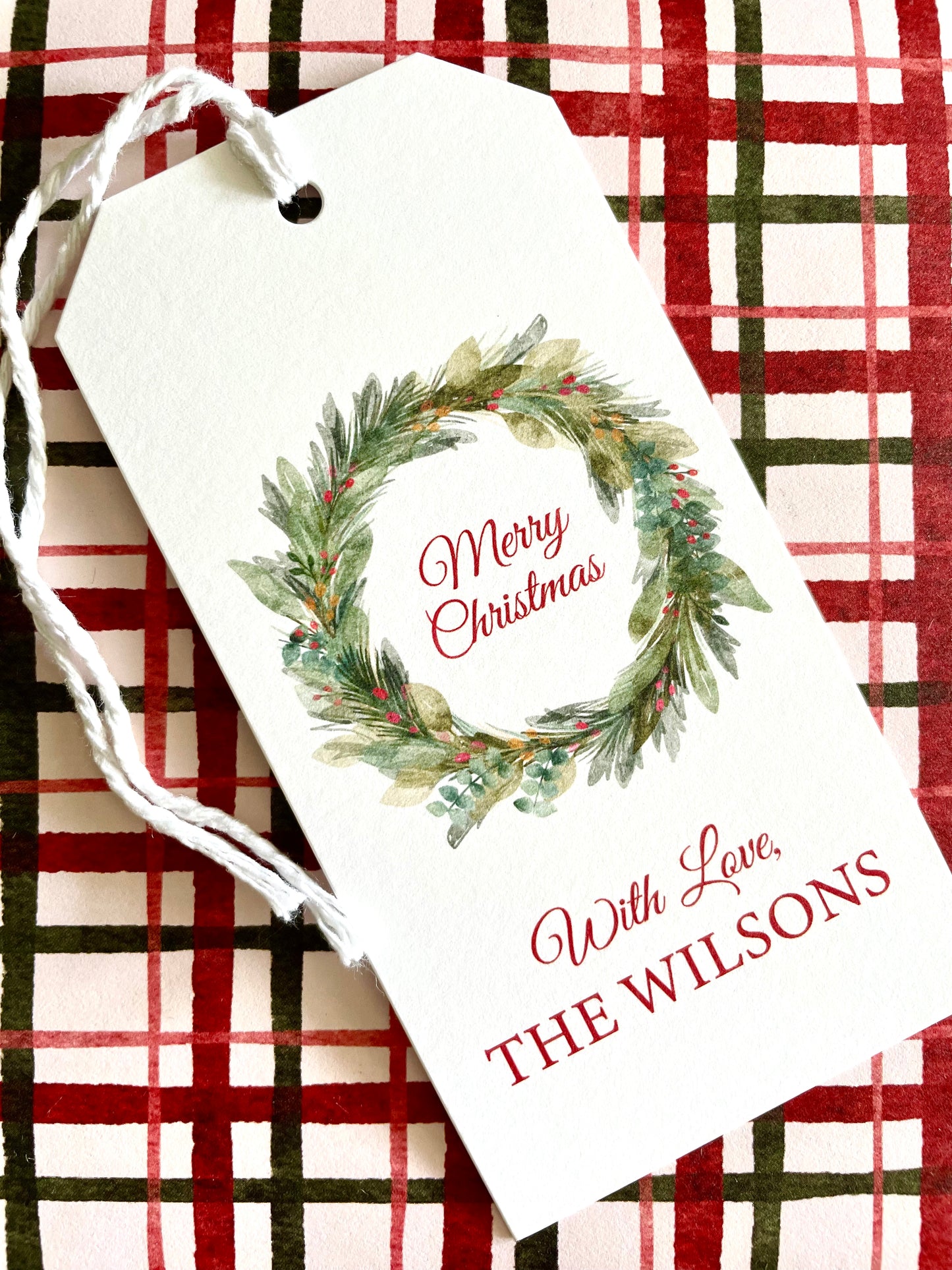 Christmas Wreath Custom Gift Tag