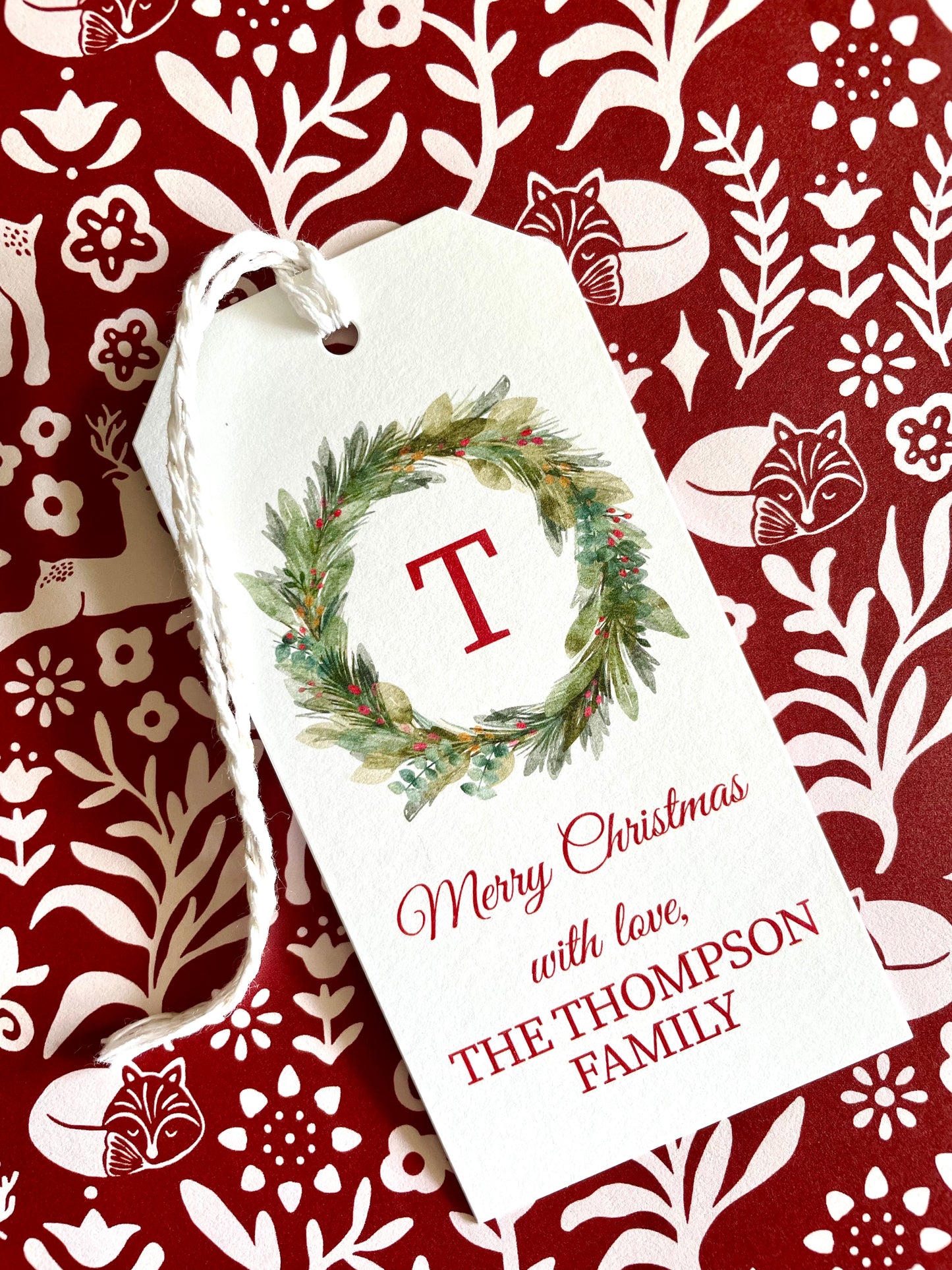 Monogram Wreath Gift Tag