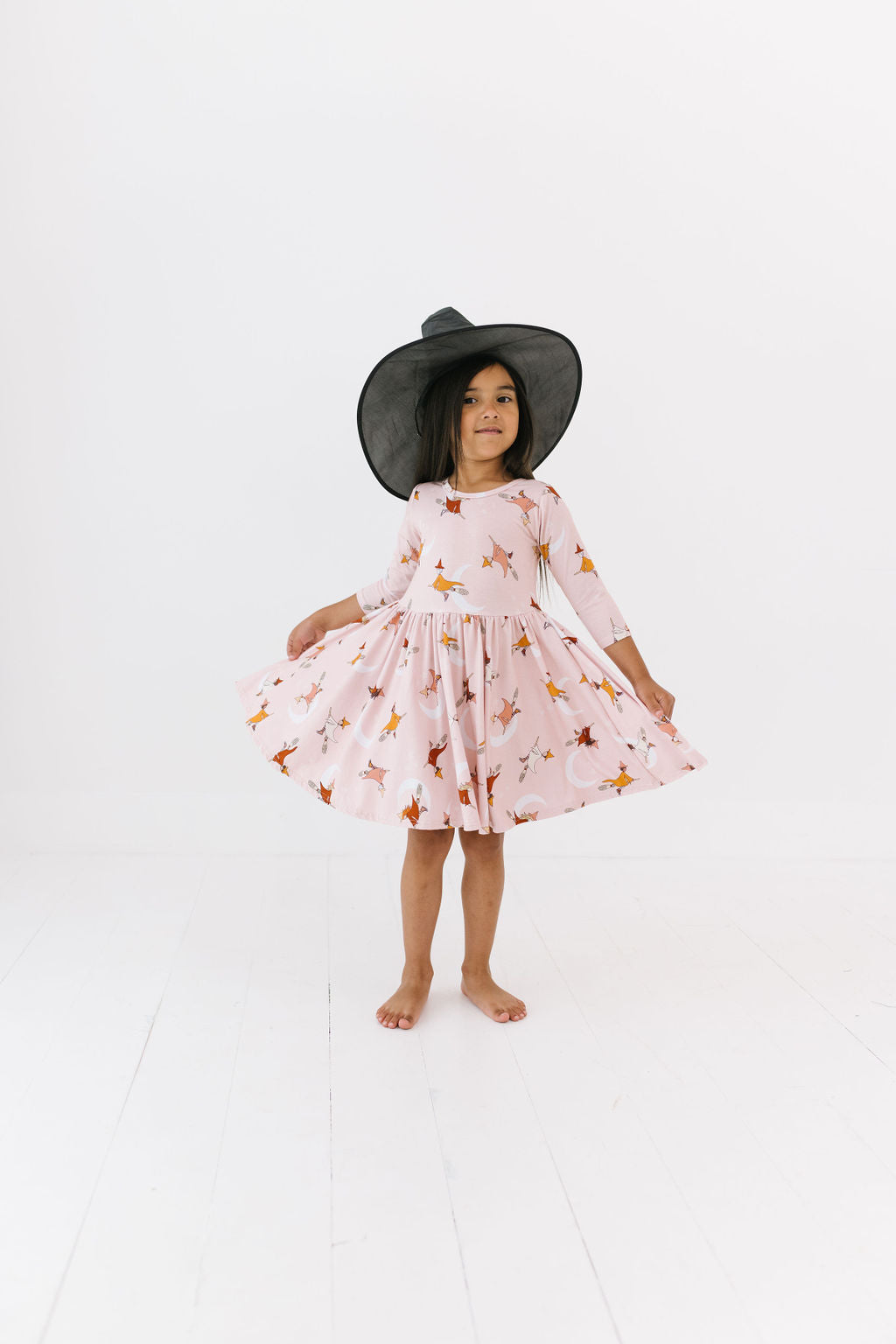Cute Witches Three Quarter Sleeve Twirly Dress