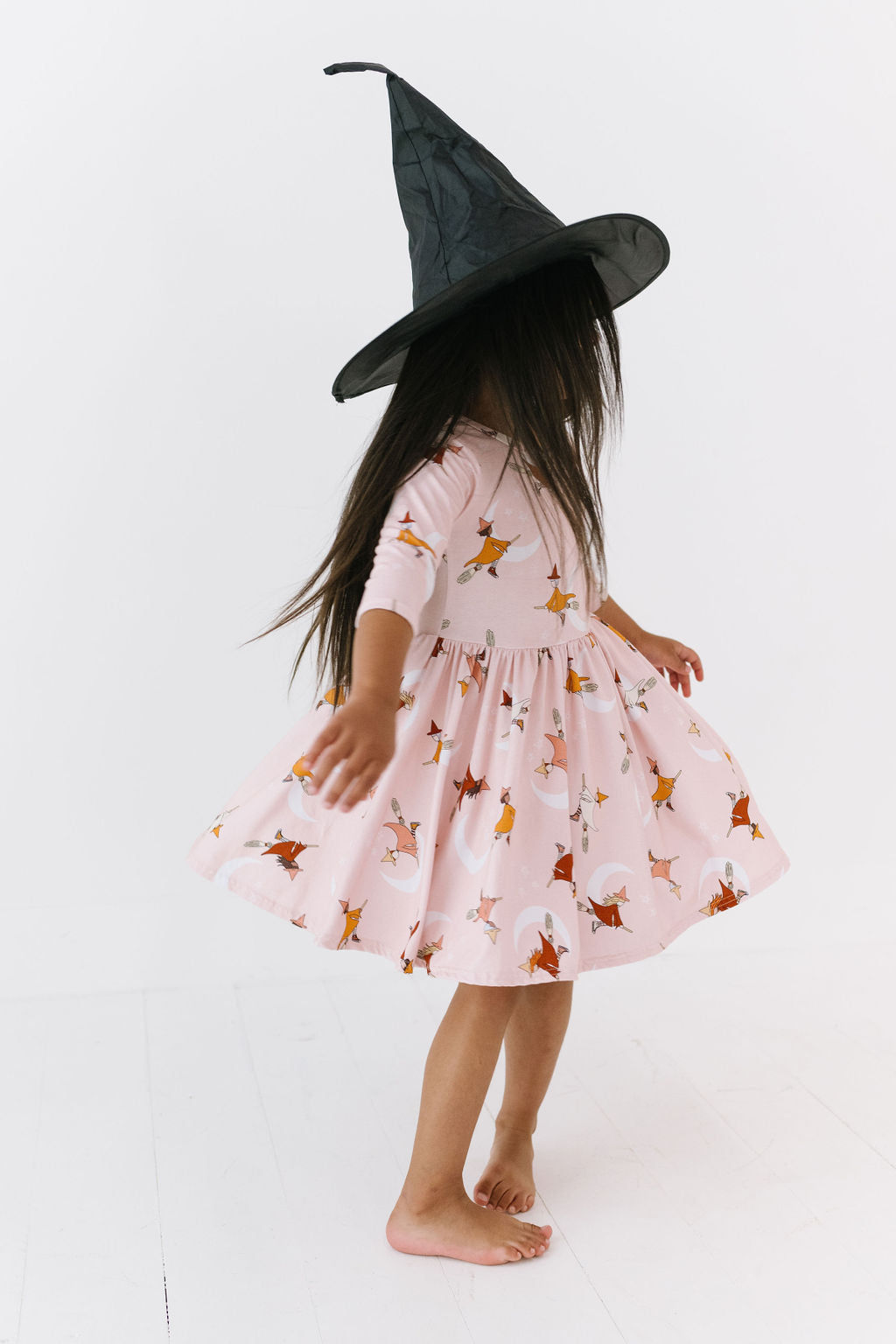 Cute Witches Three Quarter Sleeve Twirly Dress