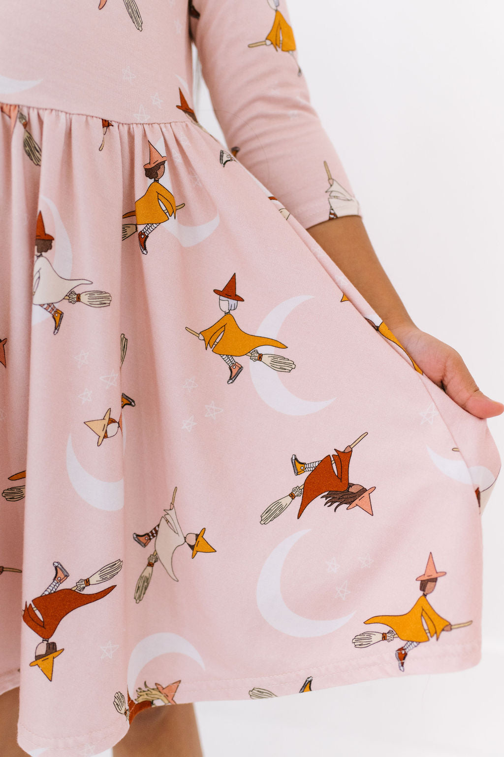 Cute Witches Three Quarter Sleeve Twirly Dress