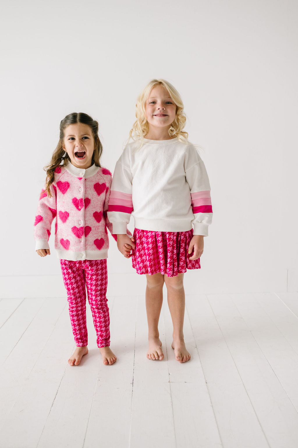 PREORDER Pink Stripe Sleeve Cotton Fleece Pullover