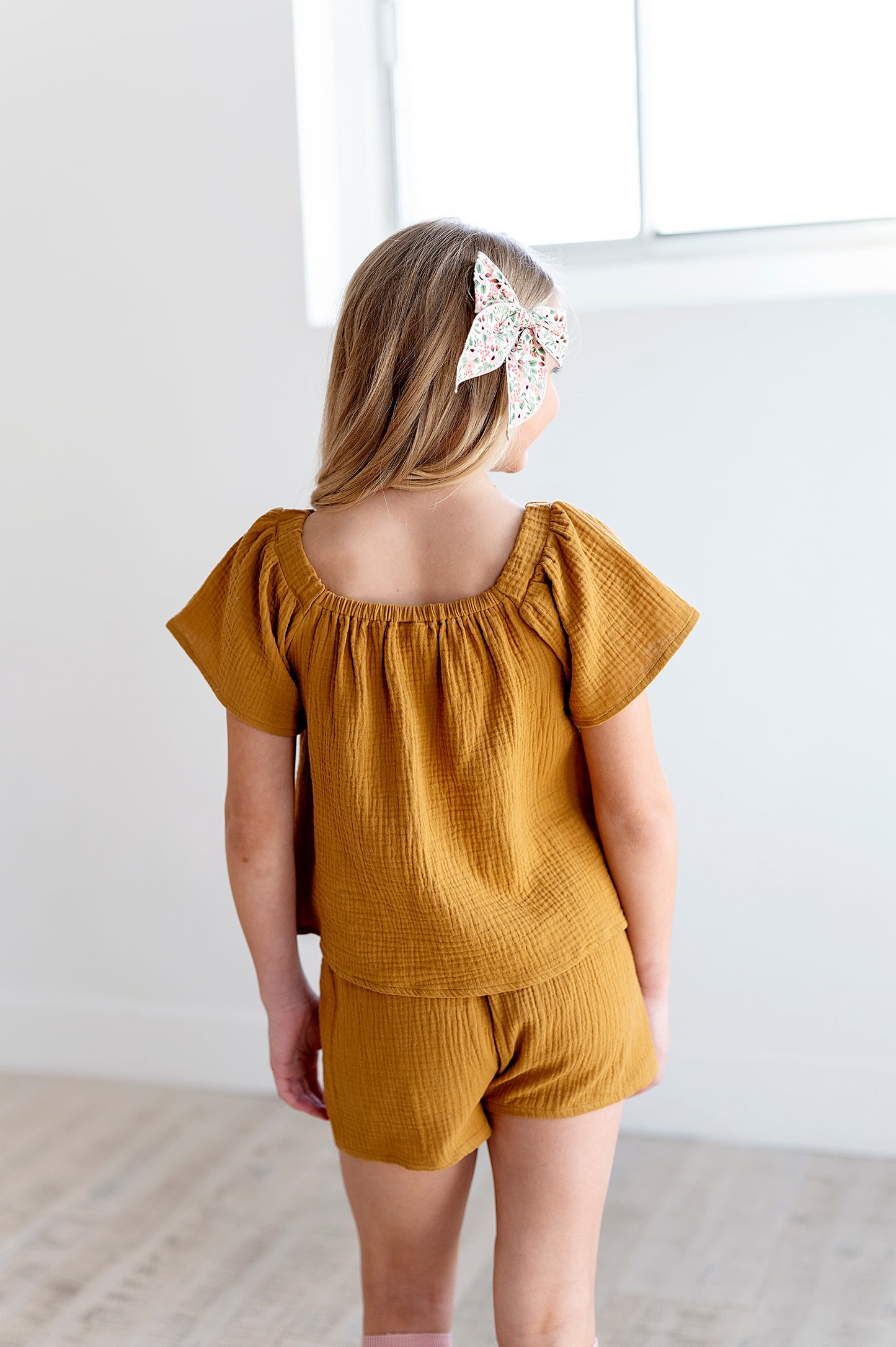 Flutter Sleeve Top and Short Set in Cashew