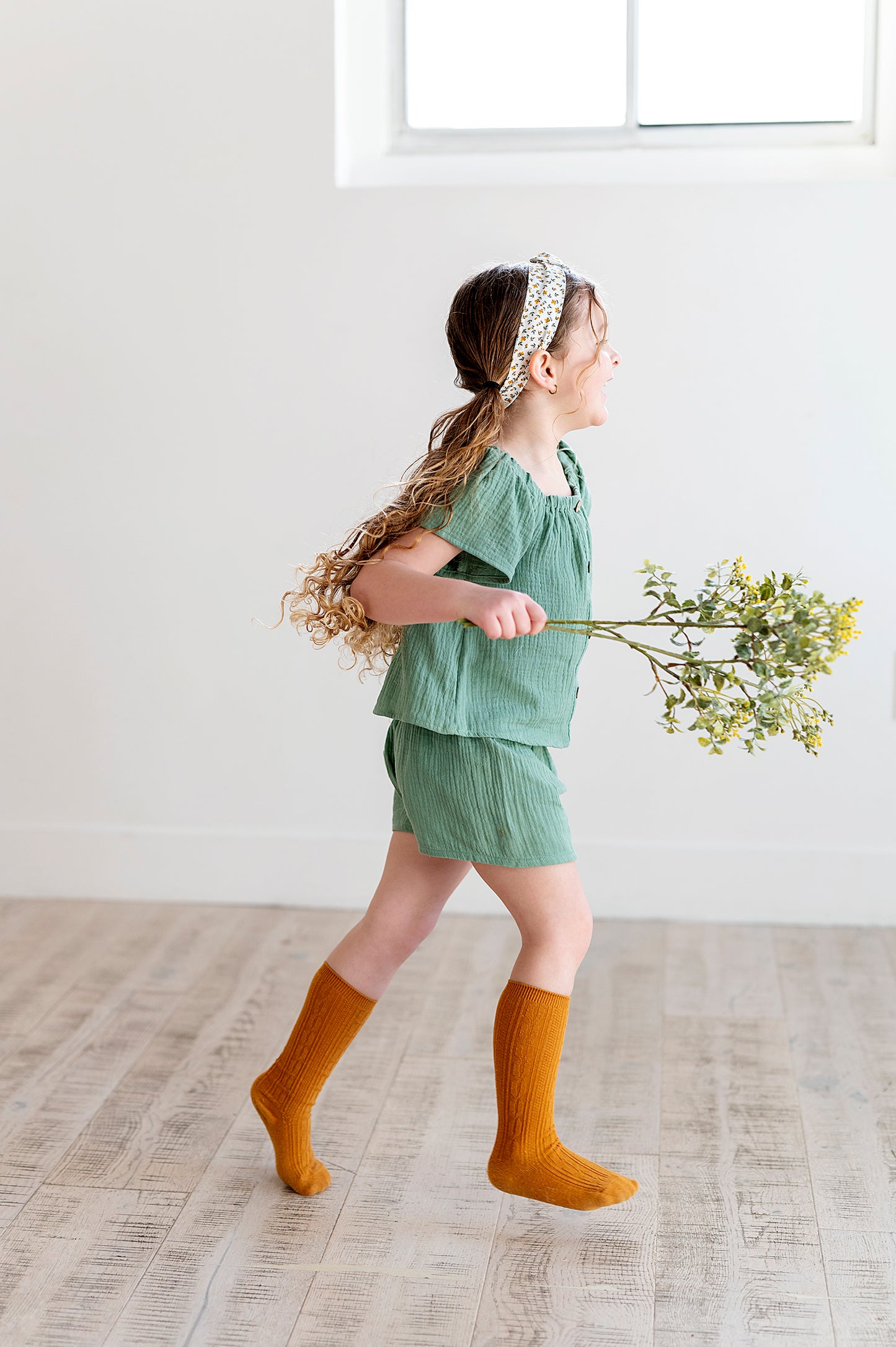 Flutter Sleeve Top and Short Set in Basil