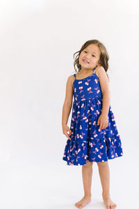 Blue Cherries Three Tier Twirly Dress