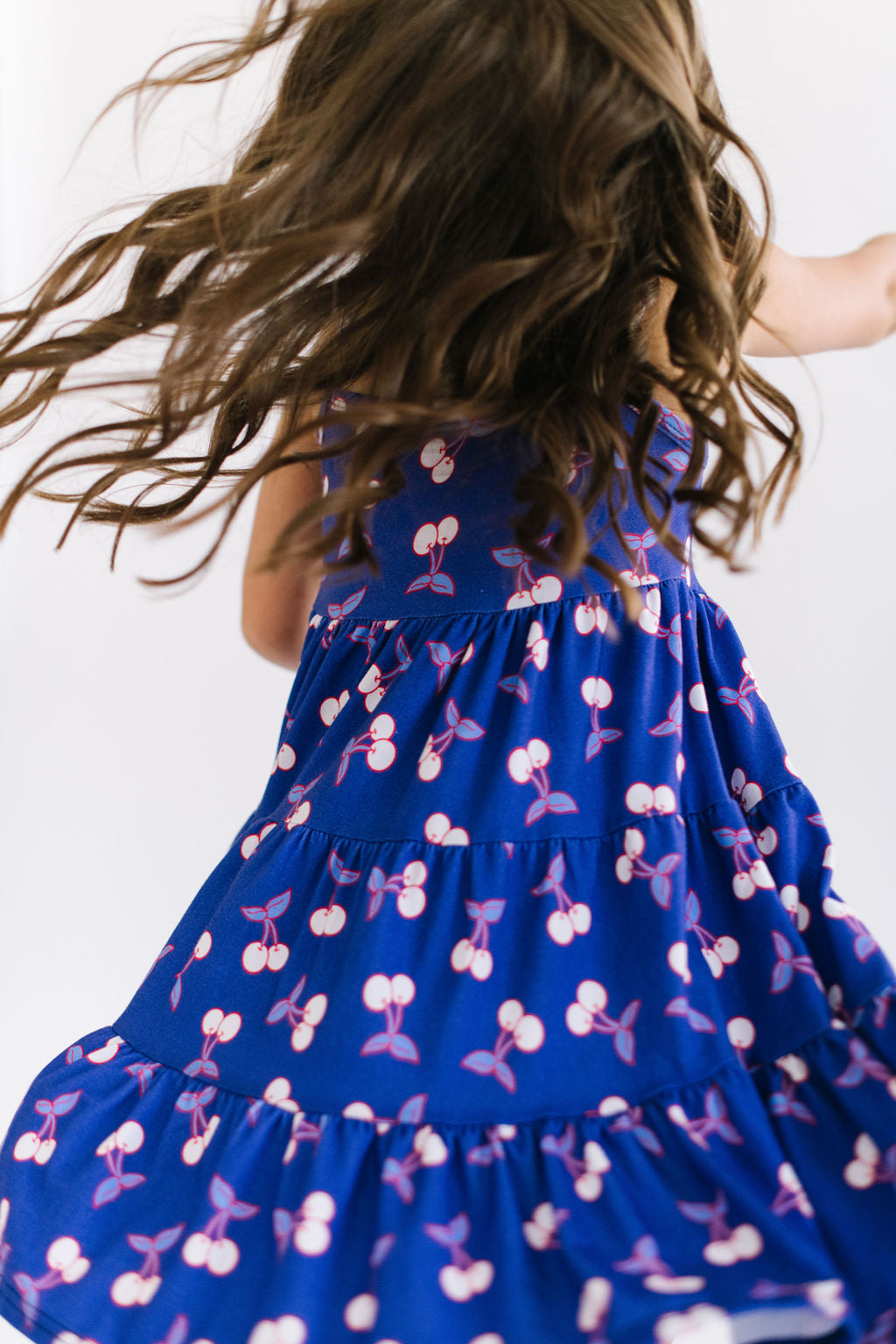 Blue Cherries Three Tier Twirly Dress