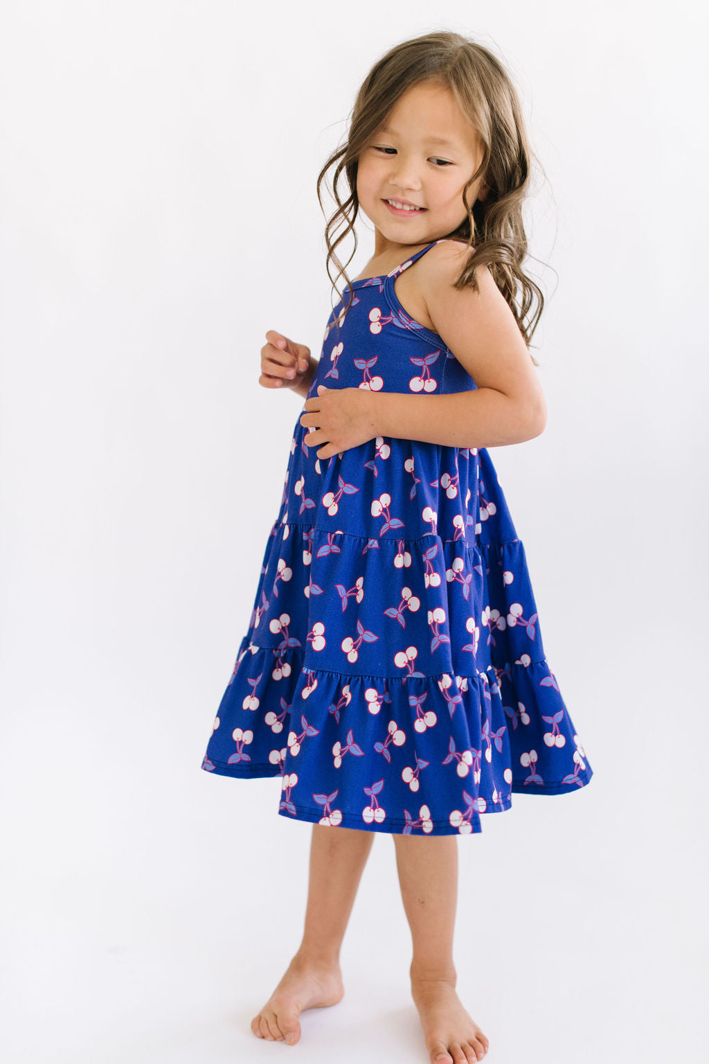 Blue Cherries Three Tier Twirly Dress