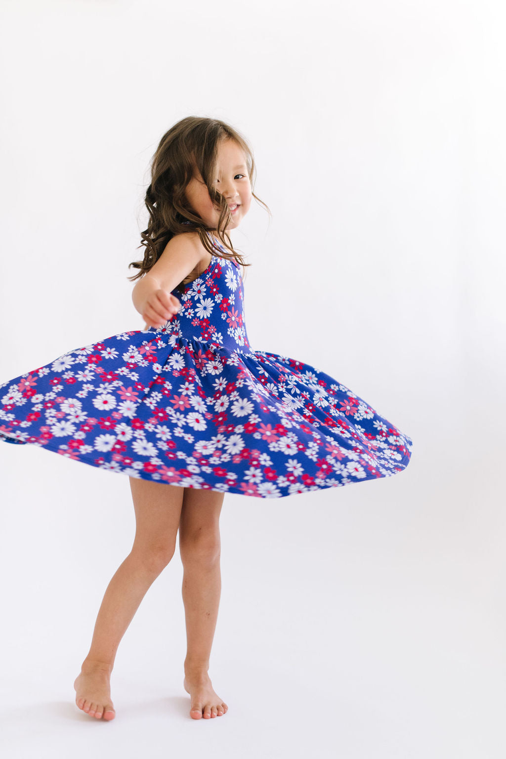 Blue Daisy Floral Racerback Dress