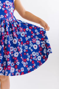 Blue Daisy Floral Racerback Dress