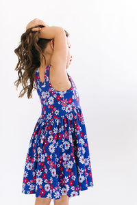 Blue Daisy Floral Racerback Dress