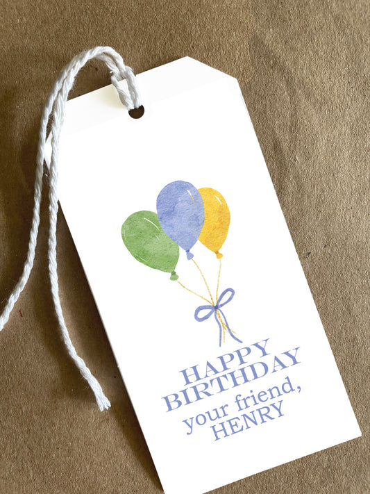 Blue Happy Birthday Custom Gift Tag