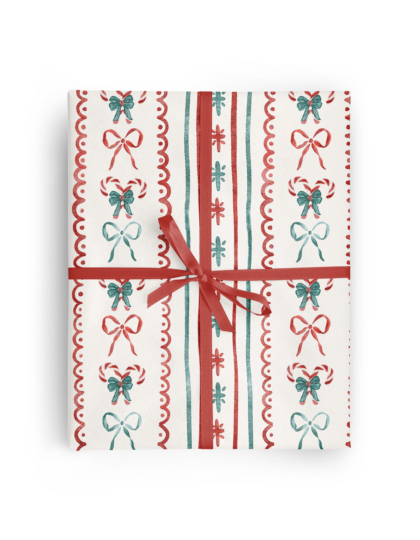 Candy Canes and Bows Wrapping Paper