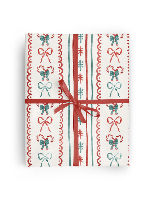 Candy Canes and Bows Wrapping Paper