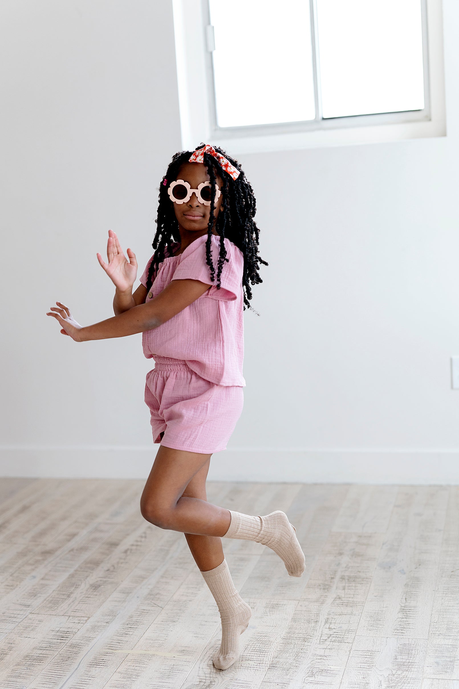 Flutter Sleeve Top and Short Set in Pink Nectar