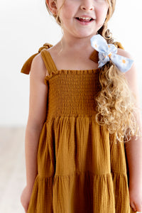 Tiered Tie Strap Midi Dress in  Cashew