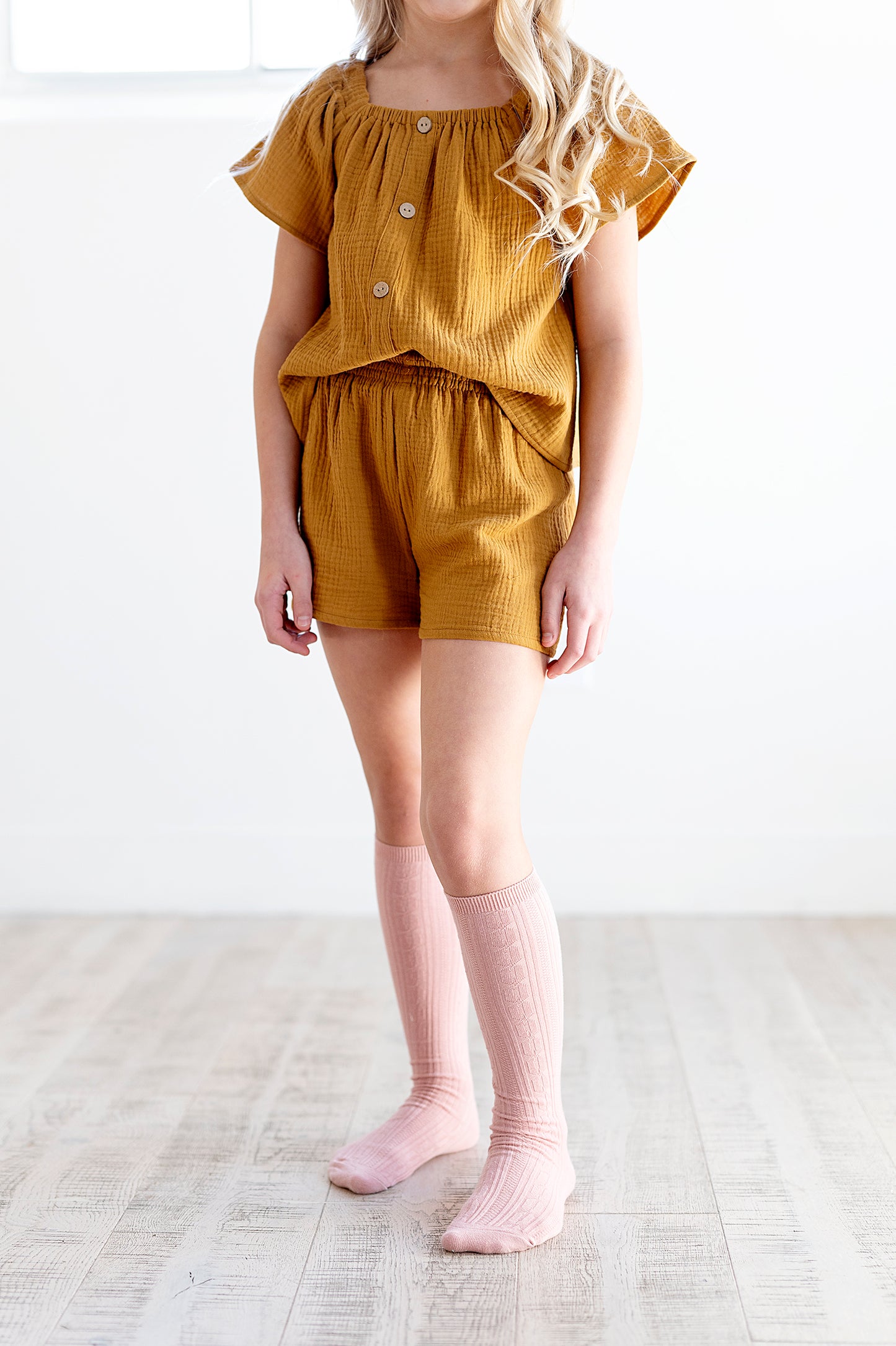 Flutter Sleeve Top and Short Set in Cashew