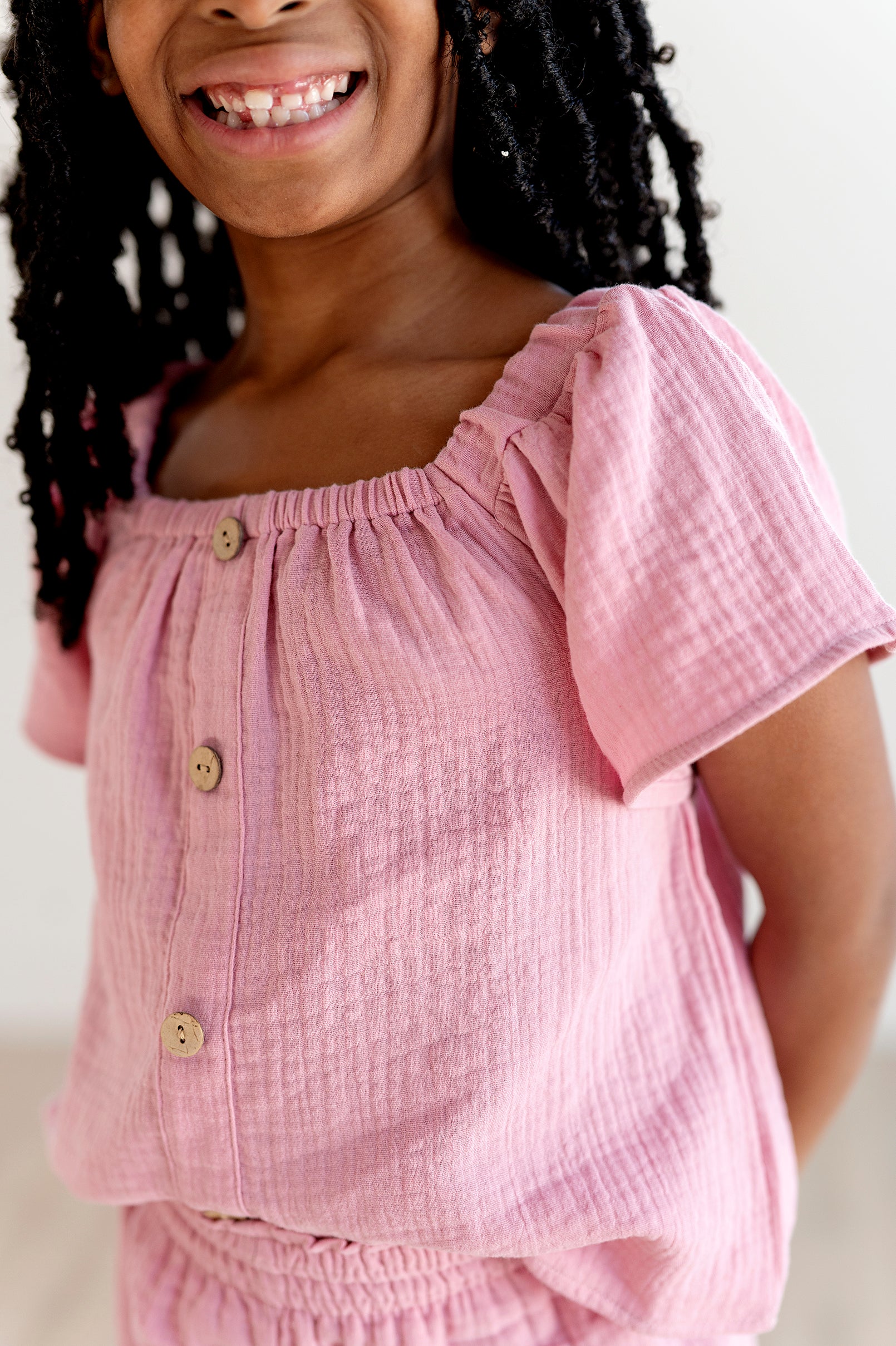 Flutter Sleeve Top and Short Set in Pink Nectar