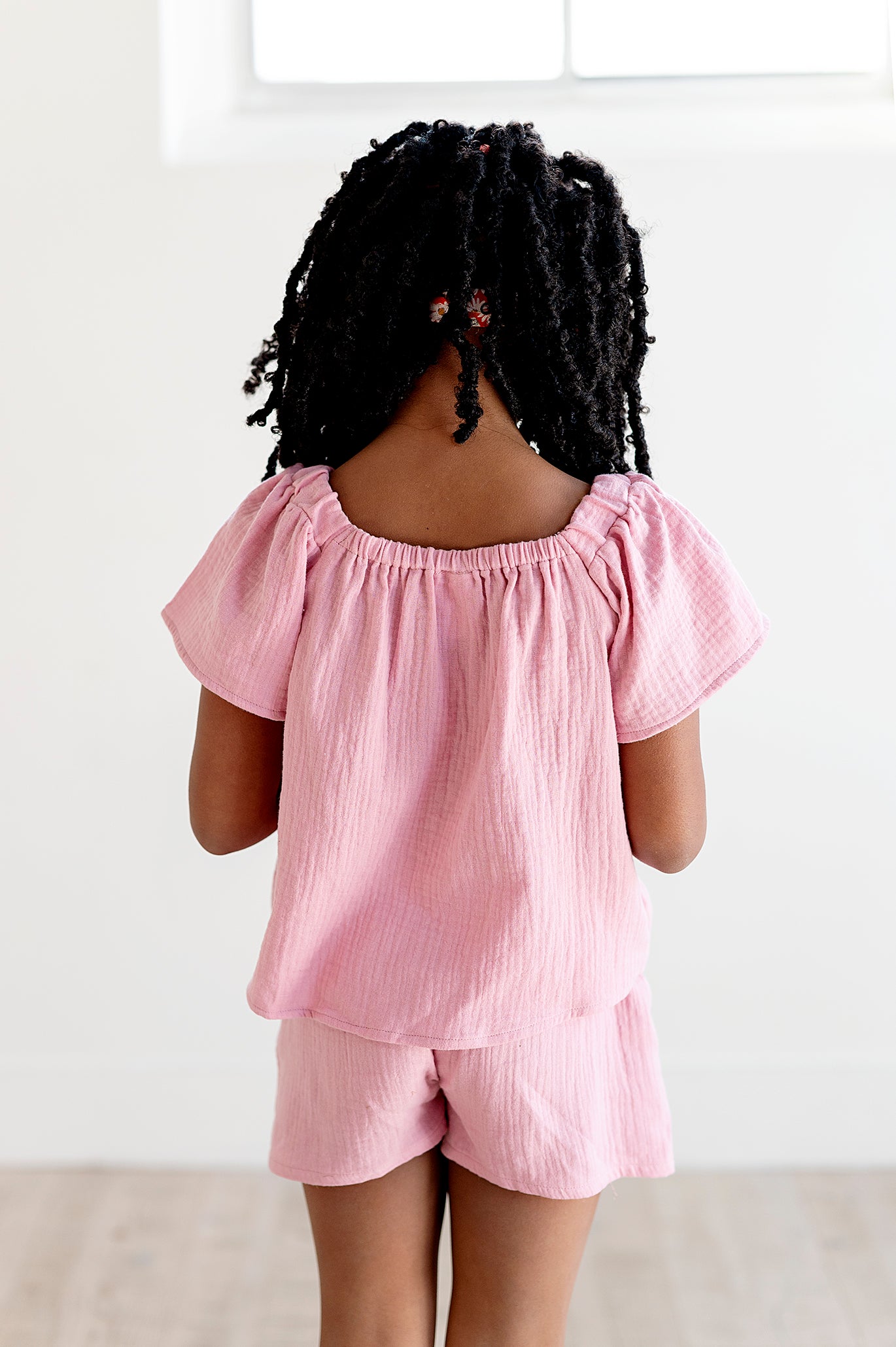 Flutter Sleeve Top and Short Set in Pink Nectar