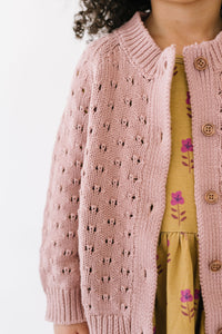 Cotton Cardigan in Ash Rose