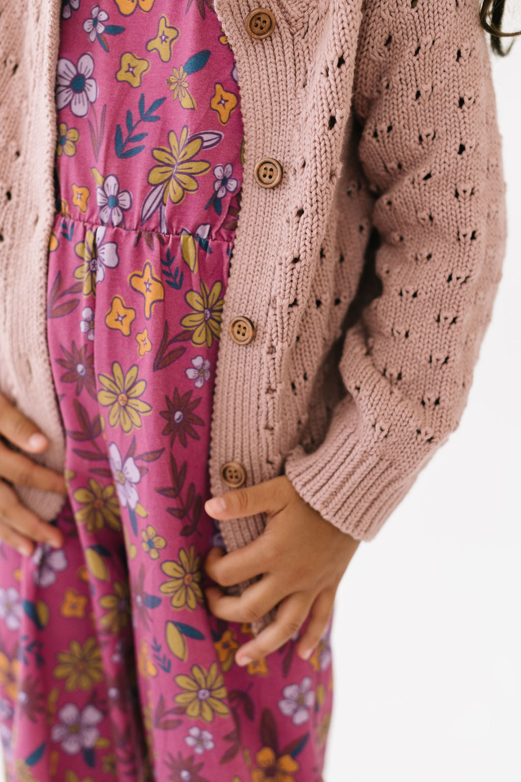Cotton Cardigan in Ash Rose