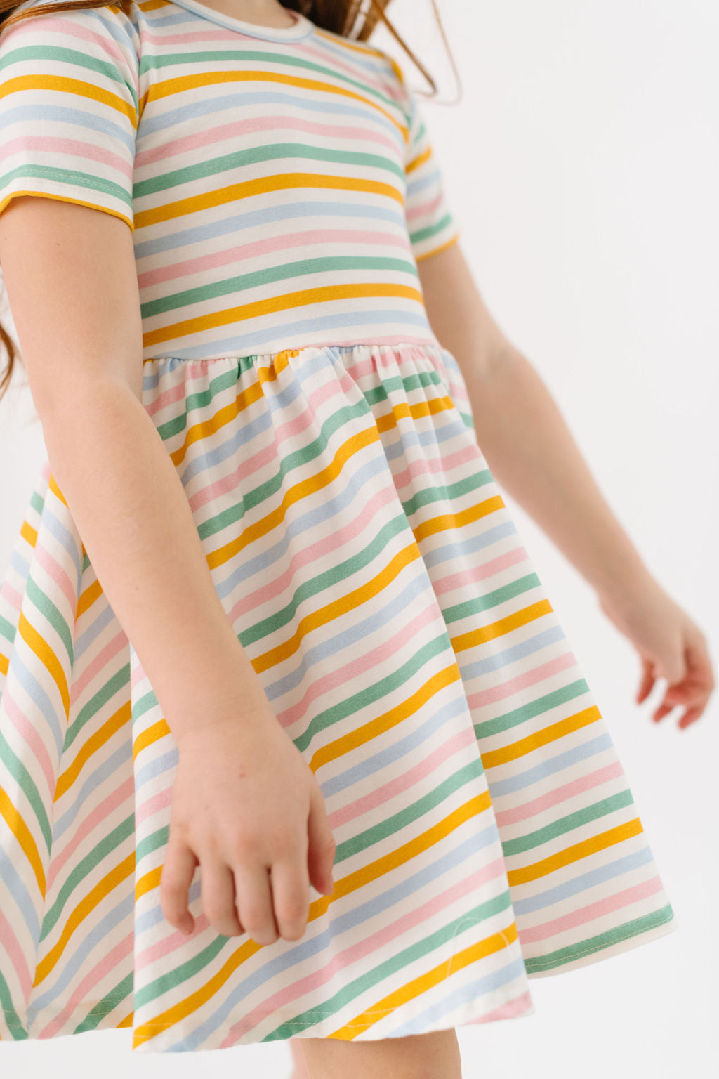 Spring Stripe Short Sleeve Twirly Dress