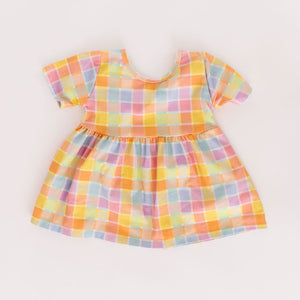 Papaya Plaid Short Sleeve Swing Top