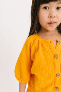 Tie Front Short Sleeve Top in Marigold