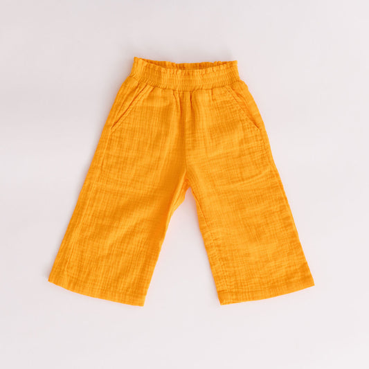 Wide Leg Crop Pants with Pockets in Marigold
