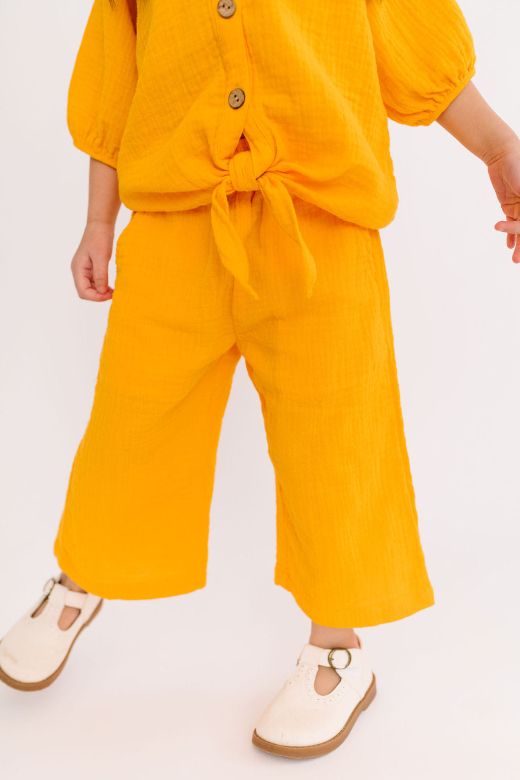Wide Leg Crop Pants with Pockets in Marigold
