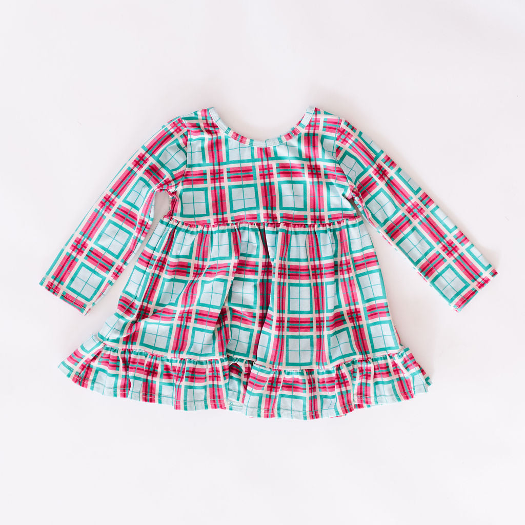 Carmine Tartan Ruffle Swing Top