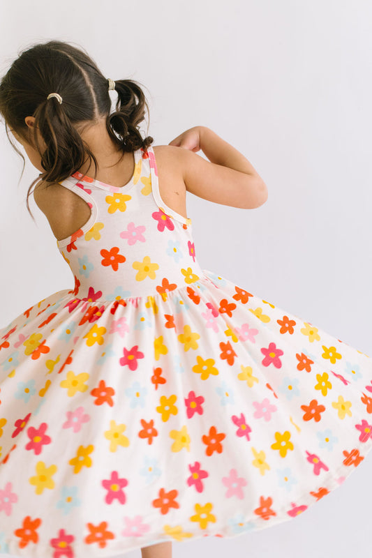 Retro Daisies Racerback Twirly Dress