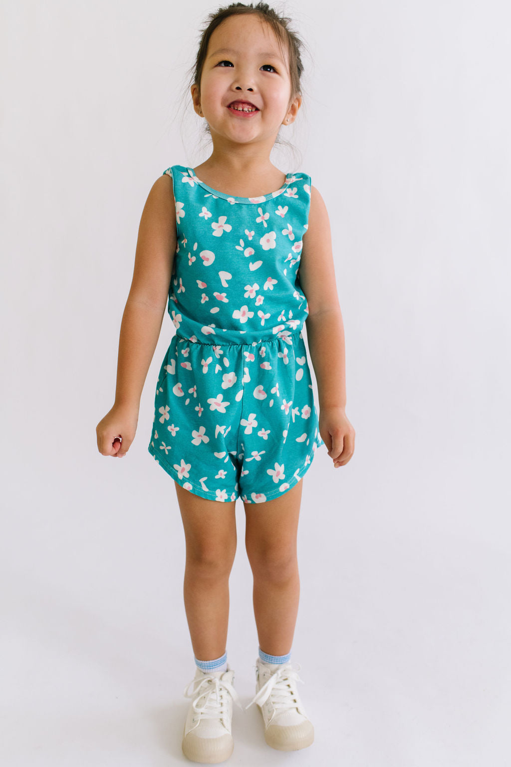 Leopard Floral in Jade Tank Romper