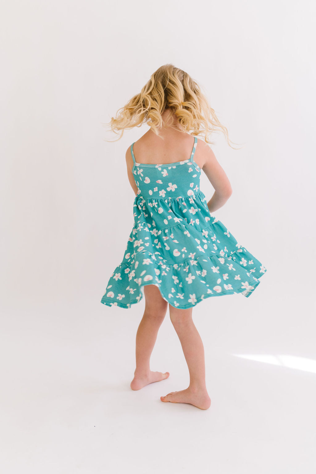 Leopard Floral in Jade Three Tier Twirly Dress