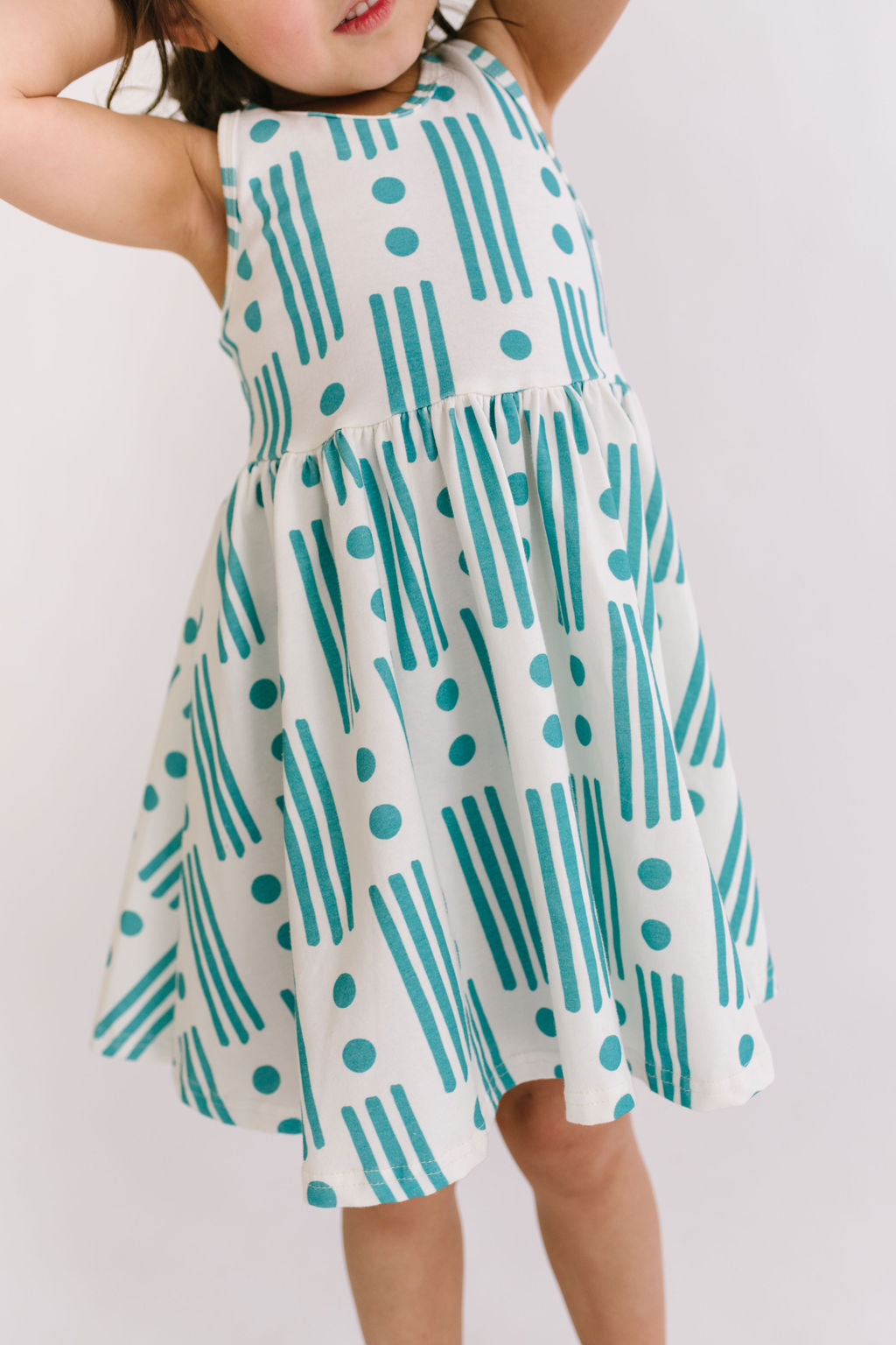 Dots and Lines in Jade Racerback Twirly Dress
