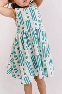 Dots and Lines in Jade Racerback Twirly Dress