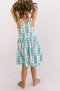 Dots and Lines in Jade Racerback Twirly Dress