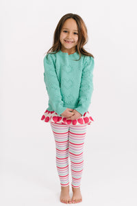 Heart Puff Sleeve Cotton Pullover in Spearmint