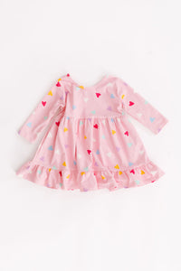 Scattered Hearts in Fairy Tale Pink Ruffle Swing Top
