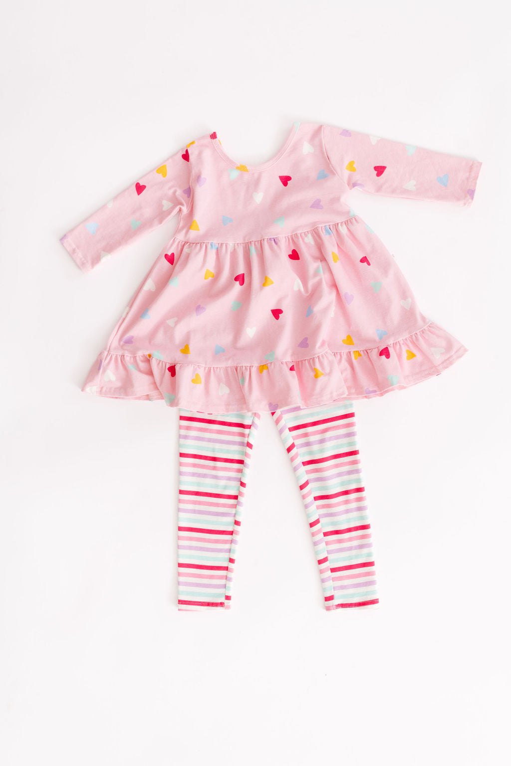 Scattered Hearts in Fairy Tale Pink Ruffle Swing Top