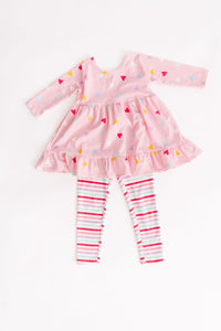 Scattered Hearts in Fairy Tale Pink Ruffle Swing Top