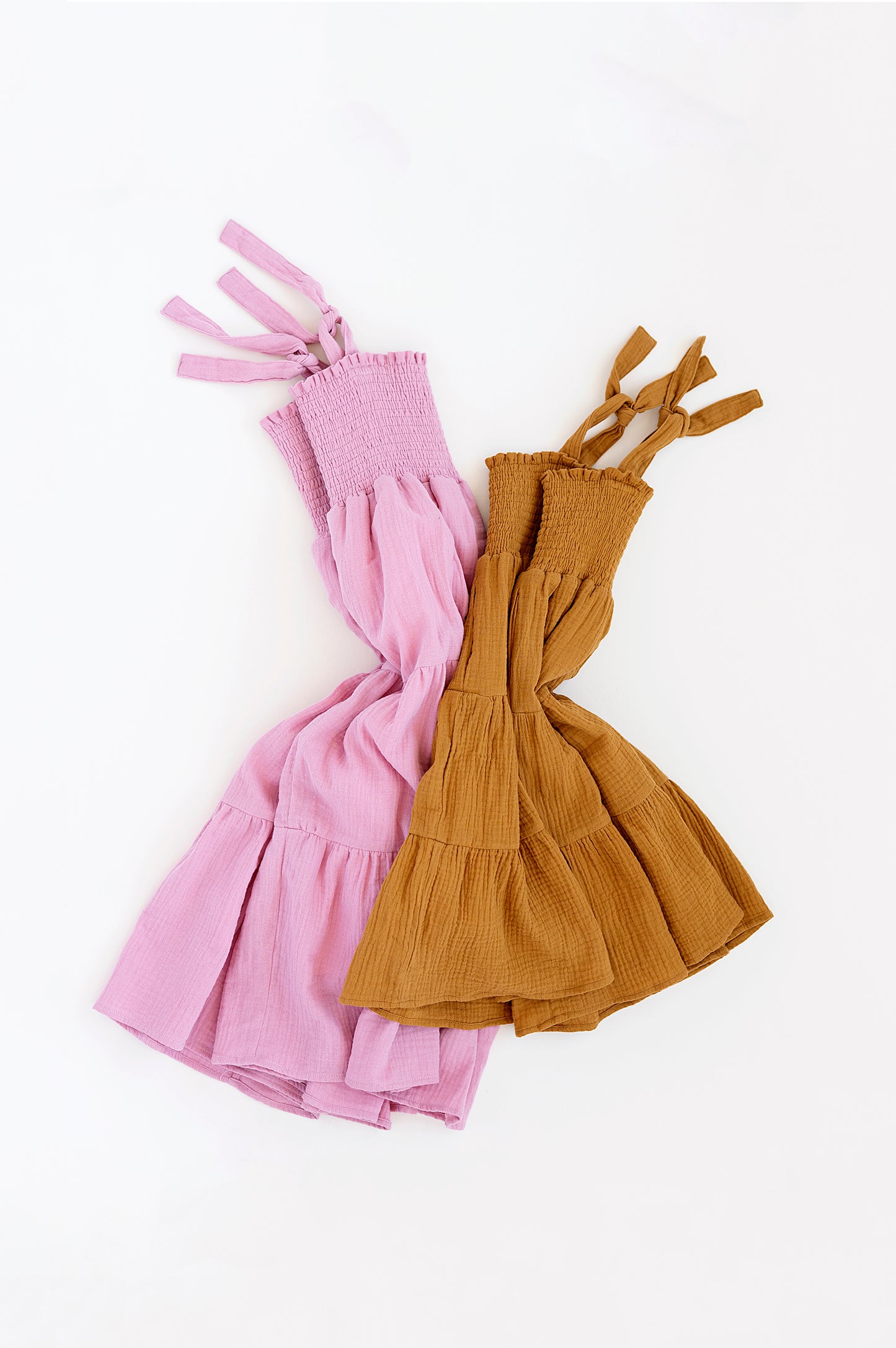 Tiered Tie Strap Midi Dress in Pink Nectar