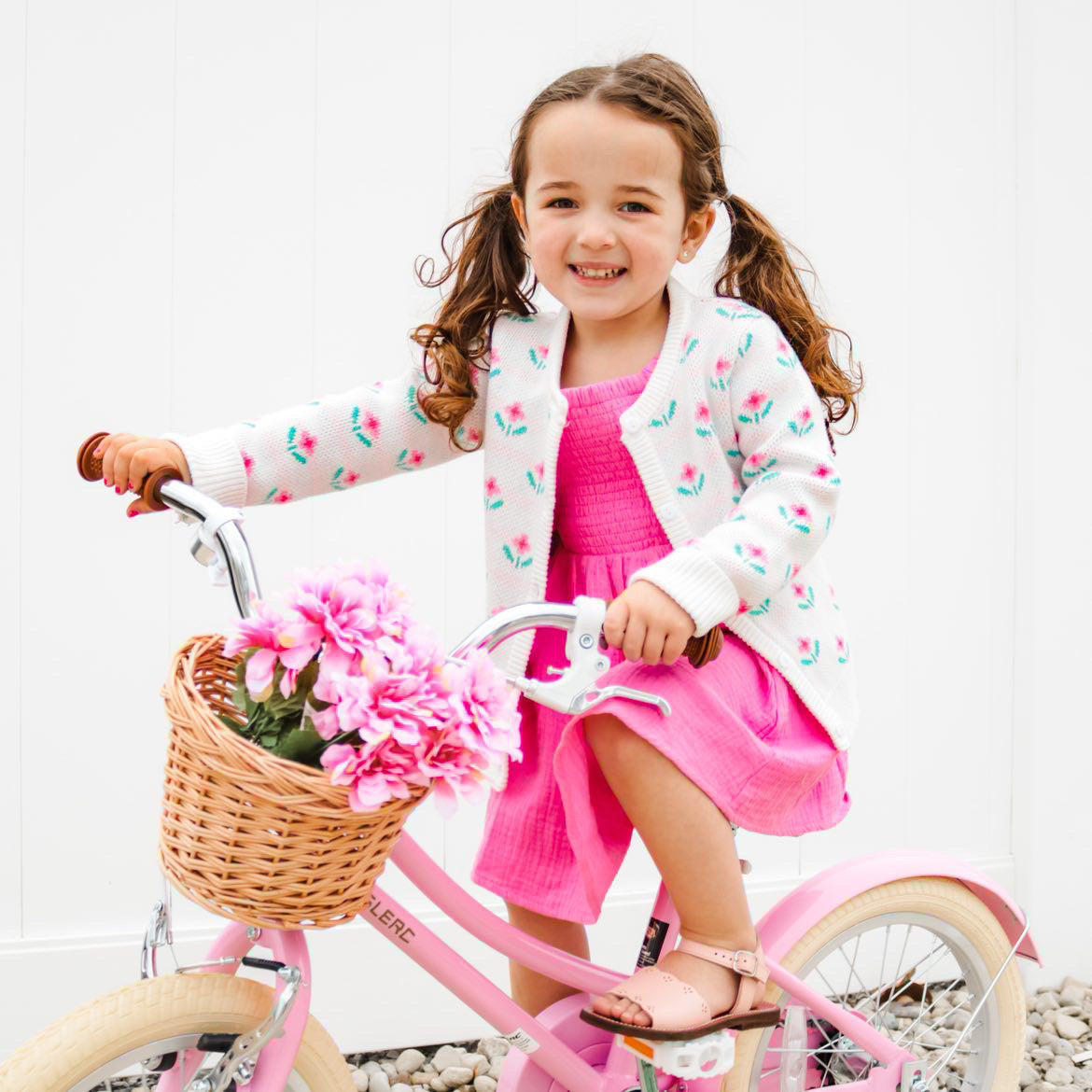 Short Puff Sleeve Smocked Twirly Dress in Azalea Pink